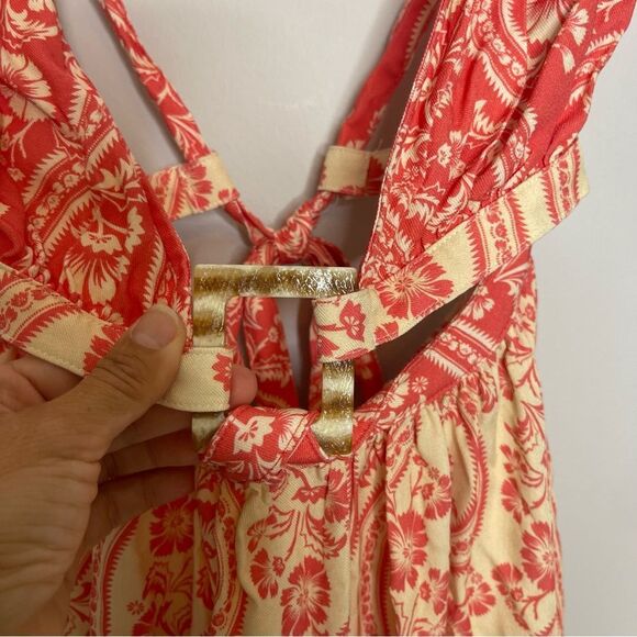 Agua Bendita Gillian Cut Out Mini Dress Cream Coral Womens Size Medium NWT - Picture 5 of 8